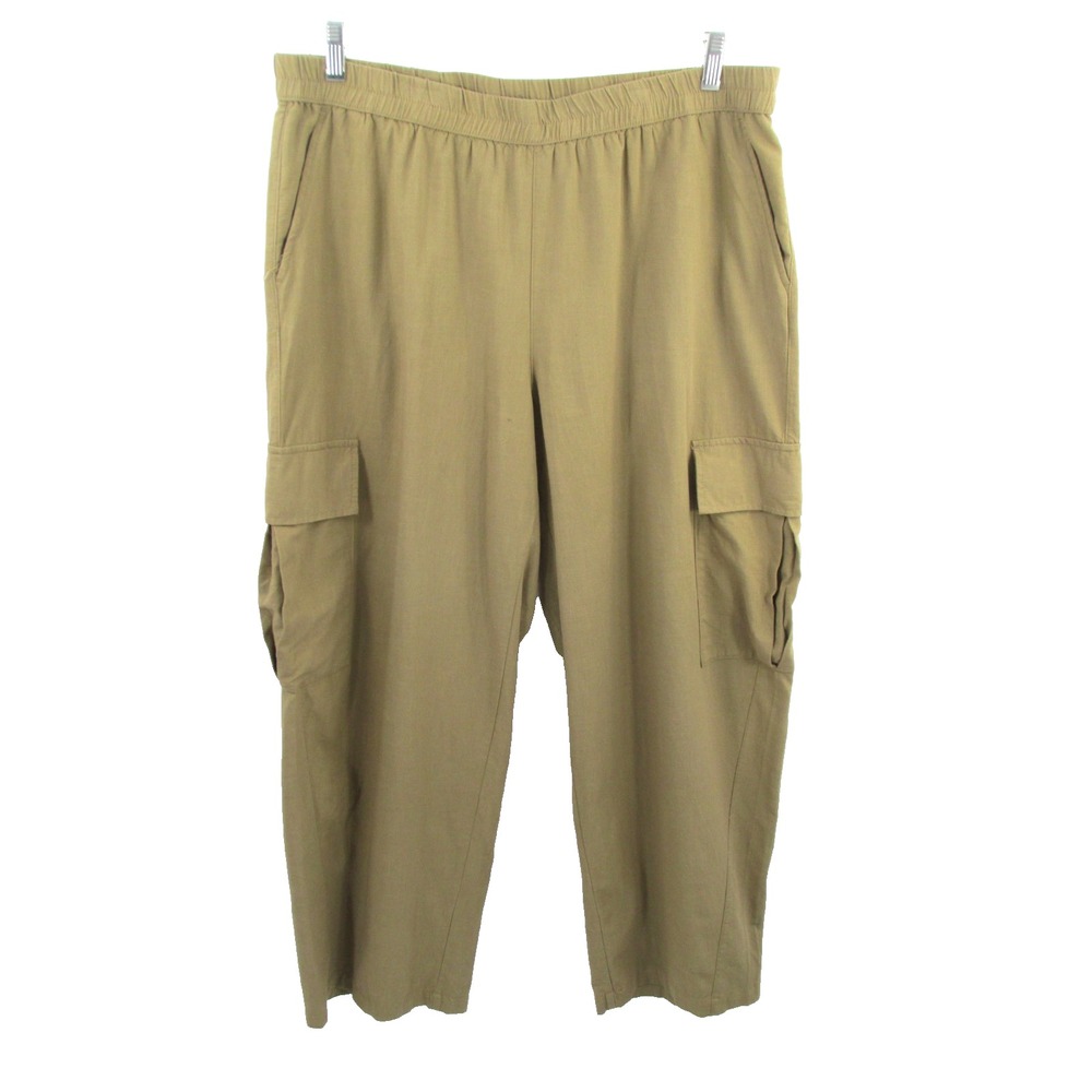 Universal Thread Women Large Beige Tan Casual Pull On Cargo Pants Wide Leg NWT